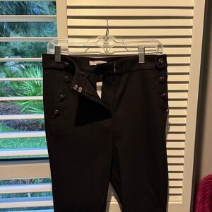 LOFT Black High-Waist Pants with Button Accents